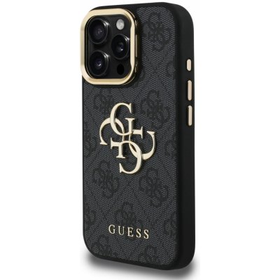 Guess PU 4G Metal Logo Stand Camera Frame pro Aplle iPhone 15 Pro, černá – Zboží Mobilmania