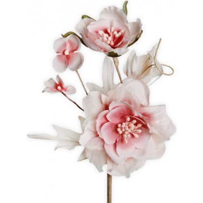 Růže textilní přízdoba 2 květy - pudrově růžová - 22 cm – Zboží Mobilmania