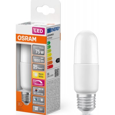 Osram LED žárovka LED E27 11W = 75W 1000lm 2700K Teplá bílá 200° CRI90 SUPERSTAR+ STICK Stmívatelná – Hledejceny.cz