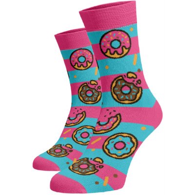 Veselé ponožky Donuty bavlna růžová – Zboží Mobilmania