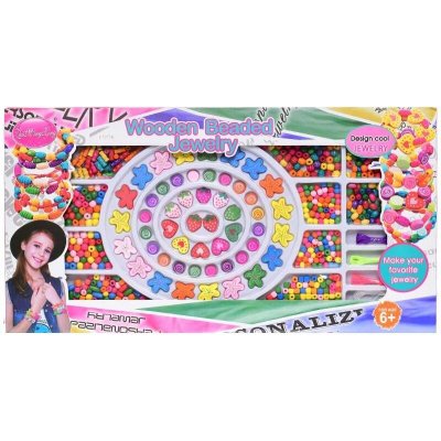 Mikro Trading Korálky navlékací dřevěné v krabičce – Zboží Mobilmania