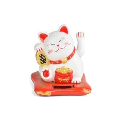 Kočka štěstí bílá mávající solární 9 x 10 x 10,5 cm – Zboží Mobilmania