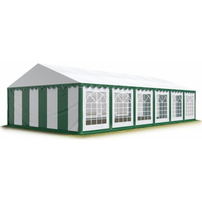 Pártystany Jičín Zahradní Párty stan 5x10m - PVC Standard Ohnivzdorný Zeleno-bílá – Zboží Dáma