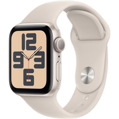 Chytré hodinky Apple Watch SE 2023 GPS 44mm pouzdro z hvezdně bílého hliníku - hvězdně bílý sportovní řemínek - S/M