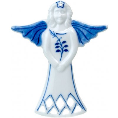 Český porcelán Cibulák Vánoční ozdoba anděl ratolest 11,0 x 8,4 cm – Hledejceny.cz