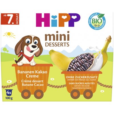 HiPP BIO Mléčný dezert Banán Kakao 4x100g – Sleviste.cz