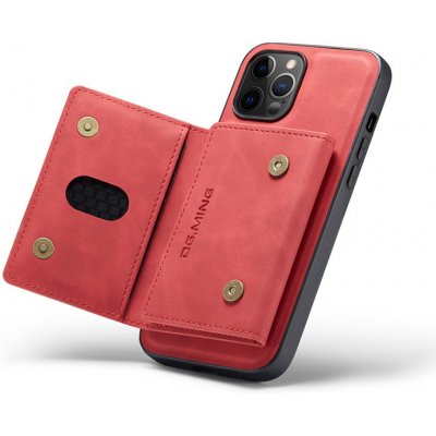 Pouzdro AppleMix DG.MING Apple iPhone 13 mini - stojánek + odnímatelná peněženka - umělá kůže - červené