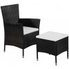 Zahradní židle a křeslo 44091 vidaXL Zahradní židle a stolička s poduškami polyratan černé