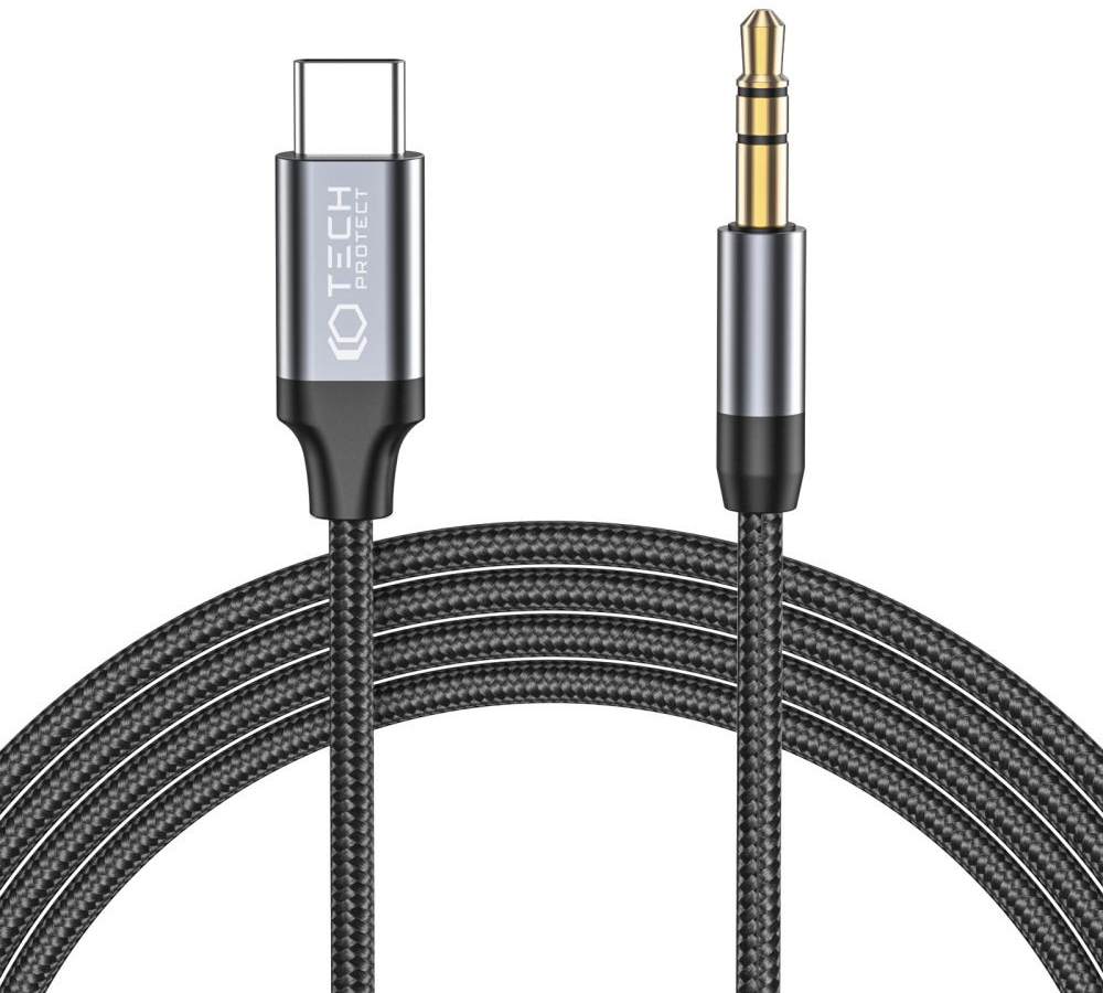 Pouzdro Tech-protect Ultraboost USB-C/mini Jack 3,5mm kabel 100cm černé