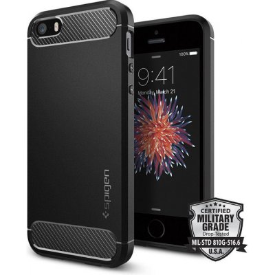 Pouzdro AppleMix SPIGEN Rugged Armor Apple iPhone 5 / 5S / SE - gumové - černé – Zbozi.Blesk.cz