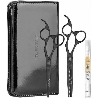 Olivia Garden Silk Cut Shear Matt Black Edition SET sada profi kadeřnických nůžek – Sleviste.cz