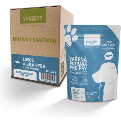Yoggies Adult vařená potrava losos a bílá ryba s chia semínky a kloubní výživou 150 g – Zboží Mobilmania