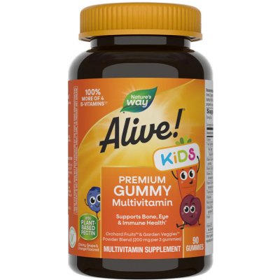 Natures Way Alive! Premium Kids Multivitamin Gummy cherry orange & grape 90 želatinových bonbónů – Hledejceny.cz