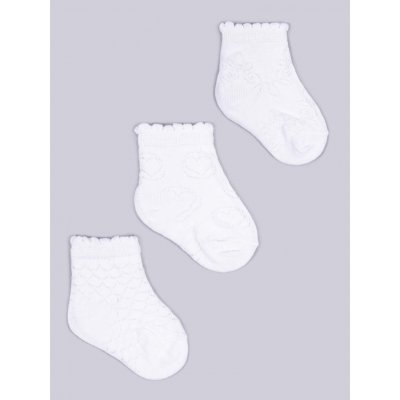 Yoclub Dívčí žakárové ponožky 3 pack SKL 0006G 0100 White