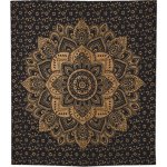 Sanu Babu přehoz na postel s tiskem Mandala černo-zlatý 220 x 200 cm – Sleviste.cz