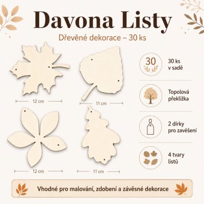 Davona Listy - dřevěné dekorace 30 ks – Hledejceny.cz