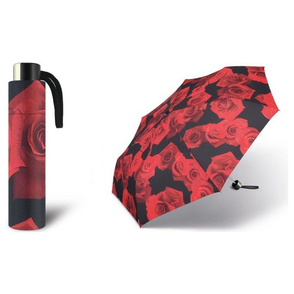 Růže Alu light deštník odlehčený skládací černo červený od 545 Kč -  Heureka.cz