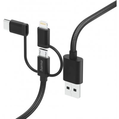 Hama 201536 USB 3v1, micro USB, USB-C, Lightning, 1,5m – Zboží Mobilmania