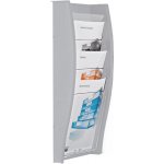 Corping Nástěnný plastový zásobník na prospekty, 4x A4, šedý – Zboží Dáma