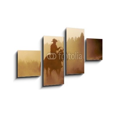 Obraz 4D čtyřdílný - 100 x 60 cm - cowboy in the desert kovboj v poušti