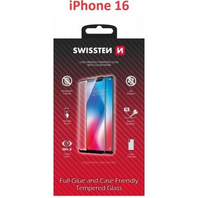Swissten 3D Full Glue pro Apple iPhone 16 černé 54501864 – Zboží Mobilmania