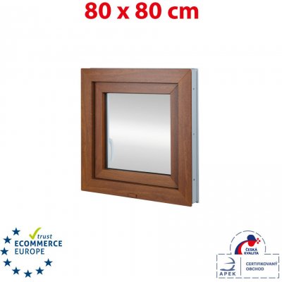 Okna Hned Plastové okno 80x80 cm zlatý dub/bílá otevíravé i sklopné levé – Sleviste.cz