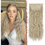 FESHFEN Clip-in příčesky 4 ks vlnité kudrnaté dlouhé syntetické clip-in příčesky pro ženy, medově – Zboží Dáma