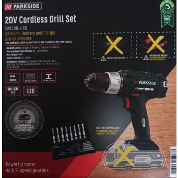 NEW Parkside lidl screwdriver 20V 45Nm. PABS 20-Li E6. Drill with  rechargeable battery. X20V 