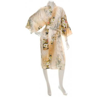 Japonské dámské hedvábné kimono Hana Yukata Creme – Sleviste.cz