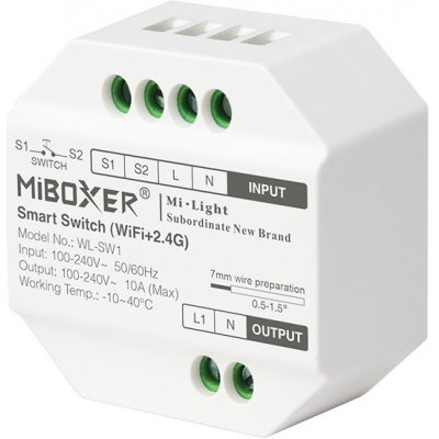 MiBoxer WL-SW1 Smart vypínač WiFi + RF 2,4GHz + tlačítko, 230VAC, 10A, 2300W