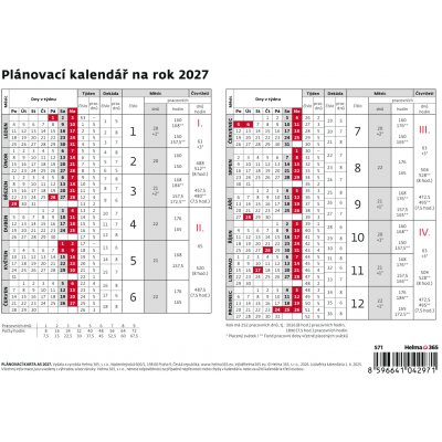 stolní Plánovací karta 21,1cm x 14,8cm, S71-27 2027 – Zboží Mobilmania