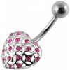 Piercing Šperky4U stříbrný piercing do pupíku srdíčko BP01175-P