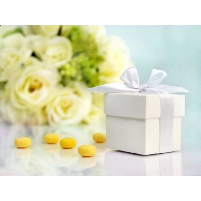 PartyDeco PartyDeco Krabičky - bílé s mašličkou 10 ks – Zboží Dáma