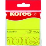 Kores Samolepicí bločky - neonové neonové žluté 75 x 75 mm, 100 listů – Hledejceny.cz