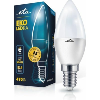 ETA EKO LEDka svíčka 5,5W, E14, studená bílá ETAC37W55CW01 – Hledejceny.cz