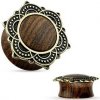 Piercing Šperky4U dřevěný plug do ucha Rose Wood s ornamenty PL01190-25