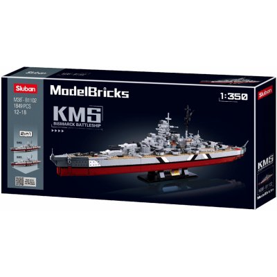 Stavebnice Sluban Model Bricks M38-B1102 Bitevní loď Bismarck 2v1 1:350 (M38-B1102)