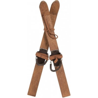Hnědá antik dřevěná dekorace lyže Ski Vintage - 11*4*28 cm - Clayre & Eef – Zboží Dáma