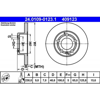 ATE Brzdový kotouč ATE 24.0109-0123.1 24.0109-0123.1 | Zboží Auto