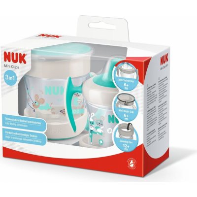 Nuk Mini Cups Set Mint/Turquoise hrnek 3 v 1 Neutral 160 ml – Zboží Dáma