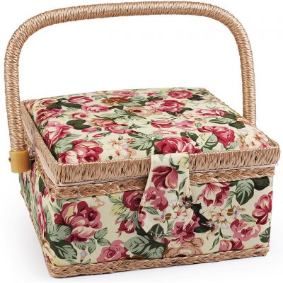 Kazeta / košík na šití čalouněný - 2 béžová nejsv. růže – Zboží Dáma Kazeta / košík na šití čalouněný - 2 béžová nejsv. růže – Zboží Dáma