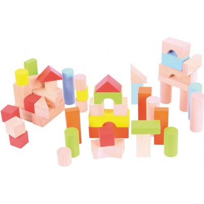 Bigjigs Toys barevné kostky v kyblíku 50 ks – Zboží Mobilmania