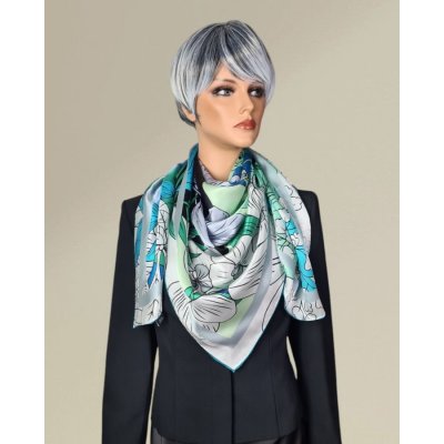 hedvábný šátek Chameleon v tyrkysovémmodrém a zeleném odstínu – Zboží Mobilmania