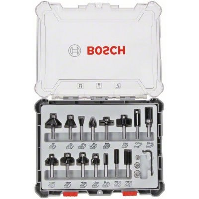 BOSCH Smíšená sada tvarových fréz s vřetenem Ø 8 mm, 15 ks 2607017472 – Zboží Dáma