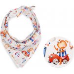 Biante dětský bavlněný šátek Sandra SA-521 modro červení pejsci s auty na bílém – Zboží Dáma