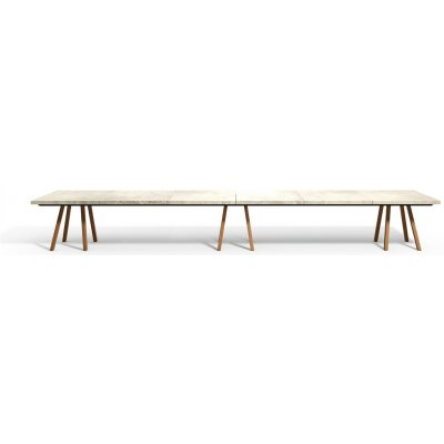 Tribu Teakový jídelní stůl Vis a Vis, obdélníkový 500x99x75 cm, rám teak, deska travertine – Hledejceny.cz