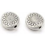 Kovový oddělovací korálek - starostříbrný - květina - 8,5 x 8,5 x 3,5 mm - 1 ks – Zboží Dáma