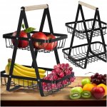 KIK KX4682 Dvoupatrový koš na ovoce kov dřevo – Zboží Dáma