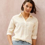 Dlouhá košile s potiskem rostliny bílá/žlutá – Sleviste.cz