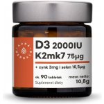Aura Herbals Vitamin D3 2000IU + K2mk7 + Zinc + Selen 90 tablet – Hledejceny.cz